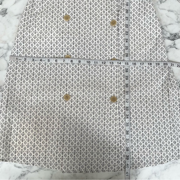 A New Day Linen Geo Print Double Breasted Sleeveless Apron Dress Cream Small - Picture 7 of 10